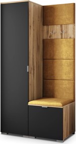 Masseno Garderoba LORI 95/181/51 cm Nowoczesna Szafa do Przedpokoju Dąb wotan, MONOLITH 48 (Żółty)