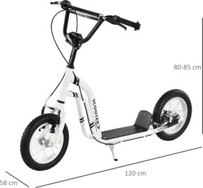 Hulajnoga miejska hulajnoga dla dzieci opony pneumatyczne regulacja aluminium biały | Aosom.pl