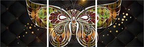 Obraz - Magiczny motyl (z zegarem) (90x30 cm)