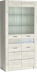 Witryna ZERI 192 x 96 cm, Stojąca witryna do Salonu, Dąb biały