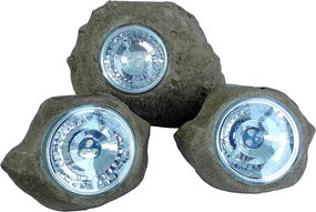Zestaw 3 Solarnych Kamieni Rocky Brown LED Białe 8h Czas Pracy, Odporne IP44, Naturalna Dekoracja Ogrodu