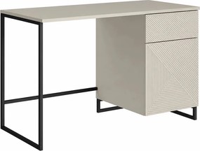 Biurko Asha 120 cm z szufladą - kaszmir / czarny stelaż