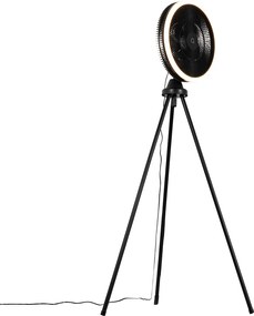 Stojący wentylator z trójnogiem czarny w tym LED 3-stopniowy ściemniacz - Meric