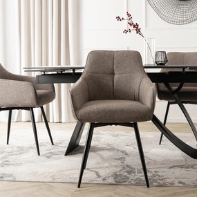 Krzesło Tapicerowane Obrotowe do Salonu LARISA Cappuccino Nowoczesne