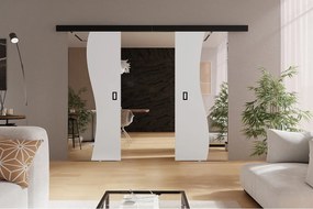 Emporius drzwi przesuwne 210 cm Kaja Duo - drzwi naścienne z lustrem do salonu, garderoby - Biały