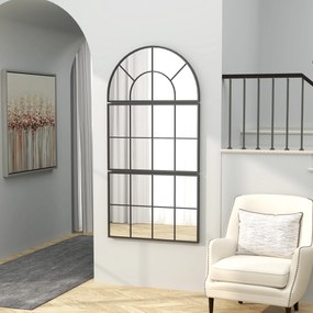 HOMCOM Lustrzany Panel ścienny, Lustra Okienne, Trzyczęściowe, z Metalową Ramą, 76 x 53 cm, Czarny