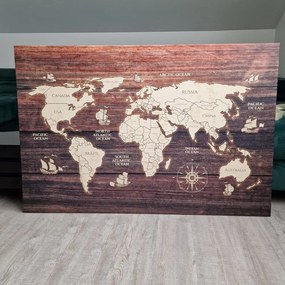 Obraz na korku mapa na drewnie
