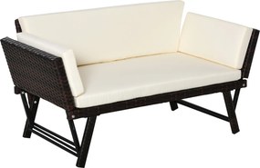 Outsunny Sofa ogrodowa 2-osobowa, technorattan, składane podłokietniki, stal, brązowa, 129x63x67cm | Aosom PL