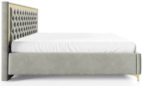 Szare łóżko tapicerowane z pikowanym zagłówkiem N5-G94
