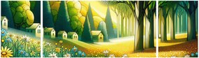 Obraz - Wieś w żółto-zielonym (170x50 cm)
