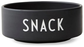 Czarna porcelanowa miska Design Letters Snack, ø 12 cm