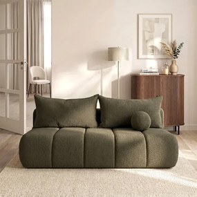 Sofa z Funkcją Spania SARIA Oliwkowa Boucle Nowoczesna