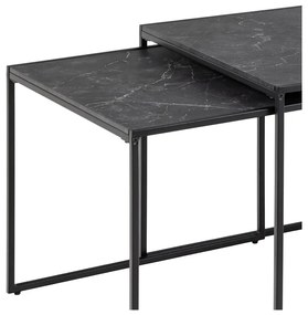 Stoliki z blatem w dekorze marmuru w kolorze matowej czerni zestaw 3 szt. 60x120 cm Infinity – Actona