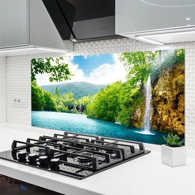 Szkło do Kuchni na Ścianę Wodospad Nad Ukrytym Jeziorem