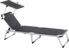 Leżak ogrodowy, składany z daszkem, antracyt 187 cm