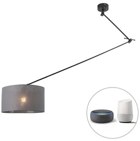 Inteligentna lampa wisząca czarna z kloszem w kolorze ciemnoszarym 35 cm w tym WiFi A60 - Blitz Nowoczesny Oswietlenie wewnetrzne