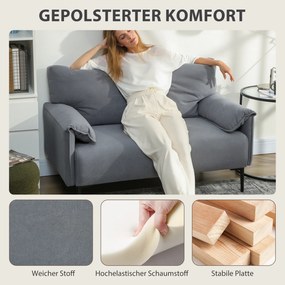 HOMCOM sofa 2-osobowa, grube poduszki, welurowe obicie, sofa tapicerowana, czarny