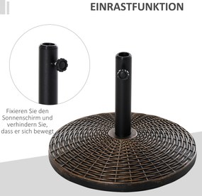 Outsunny stojak podstawa do parasola 25kg imitacja rattanu antyk brąz stabilny i elegancki | Aosom PL