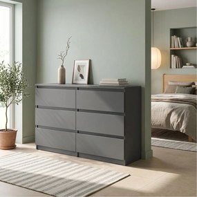 Komoda NUDO 120 cm do Salonu Sypialni 6 Szuflad Antracyt