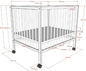 Brązowy kojec dla dzieci z litego drewna bukowego 95x75 cm Dino – Vipack