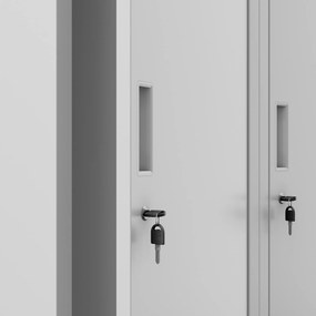 Szafka ubraniowa BHP szara: czterokomorowa KACPER, 800 x 1800 x 500 mm