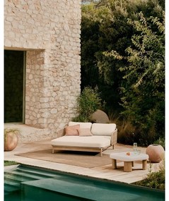 Kremowy/w naturalnym kolorze dwuosobowy drewniany leżak ogrodowy Catalina – Kave Home