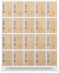 Szafa skrytkowa socjalna BHP biała/dąb sonoma: Eco Design ROBERT, 1360 x 1720 x 450 mm