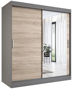 Szafa przesuwna antracyt + dąb sonoma 180 cm - Massi 5X