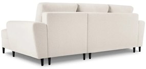 Beżowy rozkładany narożnik ze schowkiem z materiału bouclé (prawostronny/z szezlongiem) Kyoto – Cosmopolitan Design
