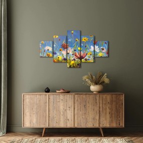 Malowany obraz kwitnącej łąki (125x70 cm)
