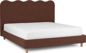 Łóżko Tapicerowane 160x200 cm IZMIR ze Stelażem Dwuosobowe Rude