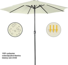MIADOMODO Parasol z rączką 250 cm, kremowy