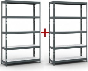 Regał półkowy 1+1 GRATIS, 1966x1200x400 mm, nośność 280 kg