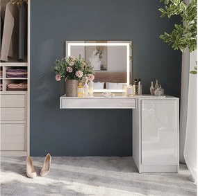 Stół toaletowy biały/biały wysoki połysk 120x50.1x76 sherry