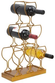 Stojak na wino, 6 butelek, złoty, 31 x 12 x 53 cm