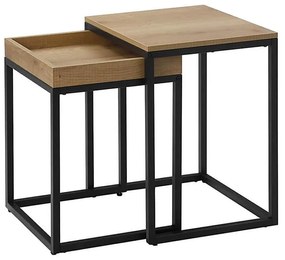 Zestaw 2x stolików pomocniczych ELDUR brązowy/czarny