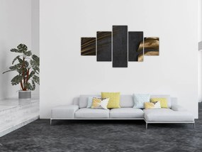 Obraz ze złotymi liśćmi (125x70 cm)