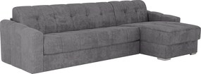 Kanapa narożna rozkładana typu express z teksturowanej tkaniny szarej - Powierzchnia spania 160 cm - Materac 22 cm z pamięcią kształtu - DARIELO