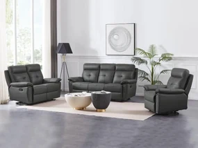 Kanapa 3-osobowa z funkcją relax z szarej skóry VINETA