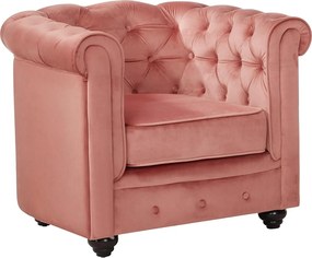 Fotel CHESTERFIELD - Pasteloworóżowy welur