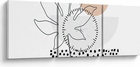 Obraz - Line art flowers N⁰3 (z zegarem) (90x30 cm)