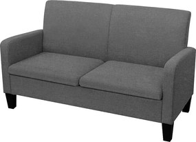 Nowoczesna sofa dwuosobowa ciemnoszara 135x65x76 cm z oddychającej tkaniny i wytrzymałego drewna sosnowego