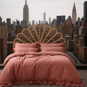 Różowa pościel jednoosobowa z bawełny renforcé 140x200 cm Ruffle Striped – Mila Home Luxury
