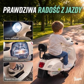 AIYAPLAY Elektryczny motocykl dziecięcy Mini Vespa GTS 6V z akumulatorem litowym Ergonomiczne siedzisko i oparcie 1,5-3 lat | Aosom PL