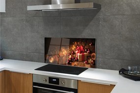 Panel szklany do Kuchni Bożonarodzeniowy Podarek na Drewnie