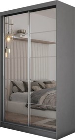 Szafa Przesuwna FIORELLA 120 cm z Lustrem Szafa Dwudrzwiowa Szara