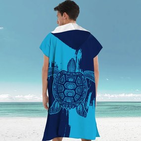 Zestaw rodzinny Ręczników plażowych INDIGO w formie poncza, 2 sztuki, niebieska.