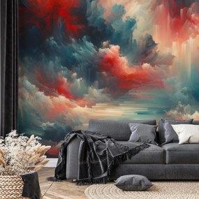 Fototapeta - Niebiesko-czerwona abstrakcja (196x136 cm)