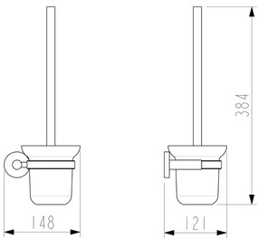 SAPHO XR323 X-Round Szczotka ścienna WC, szkło  mleczne, mosiądz