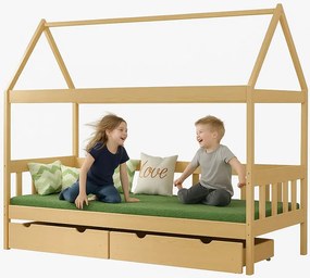 Skandynawskie łóżko dla dziecka z materacem, sosna R4-W76